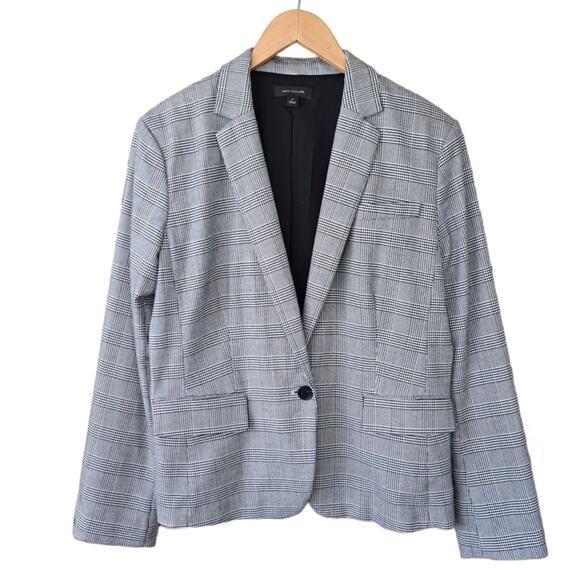 Ann Taylor Jackets & Blazers - ANN TAYLOR One-button Blazer In Glen Plaid In Black / White Size 14 Stretch